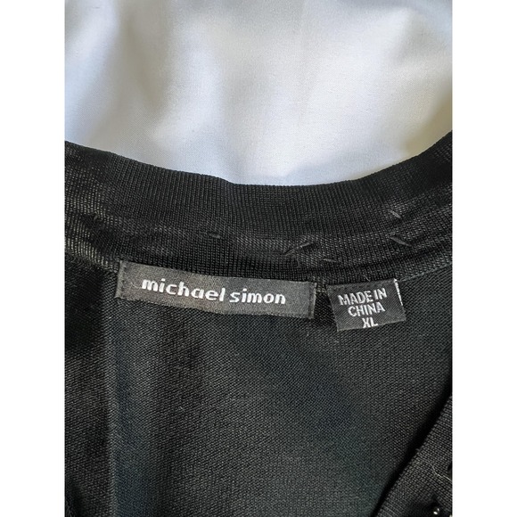 Michael Simon Shirt Womens XL Black Beaded Embellished Sleeveless Tank Top Rayon - Picture 5 of 12